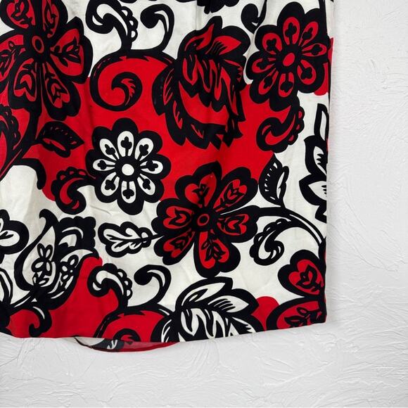 Boden White Black Red Floral Print Pull On Mini Skirt Womens 4L Mod Casual - Picture 2 of 11